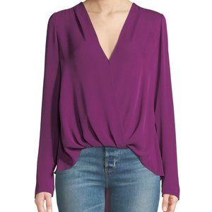 A.L.C. Harmon Draped V-Neck 100% Silk Blouse Top